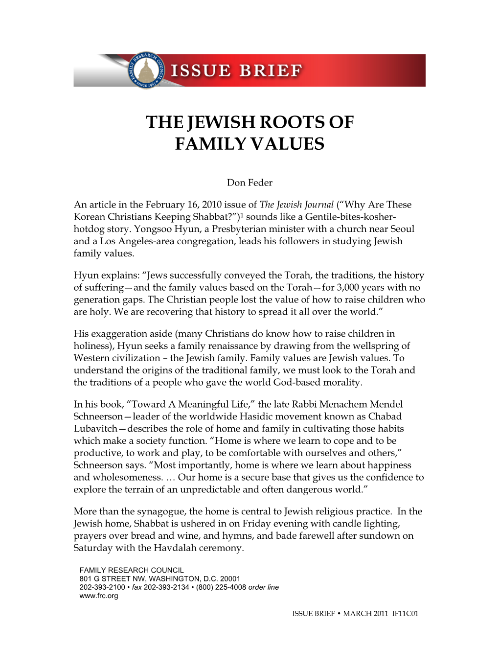 The Jewish Roots of Family Values