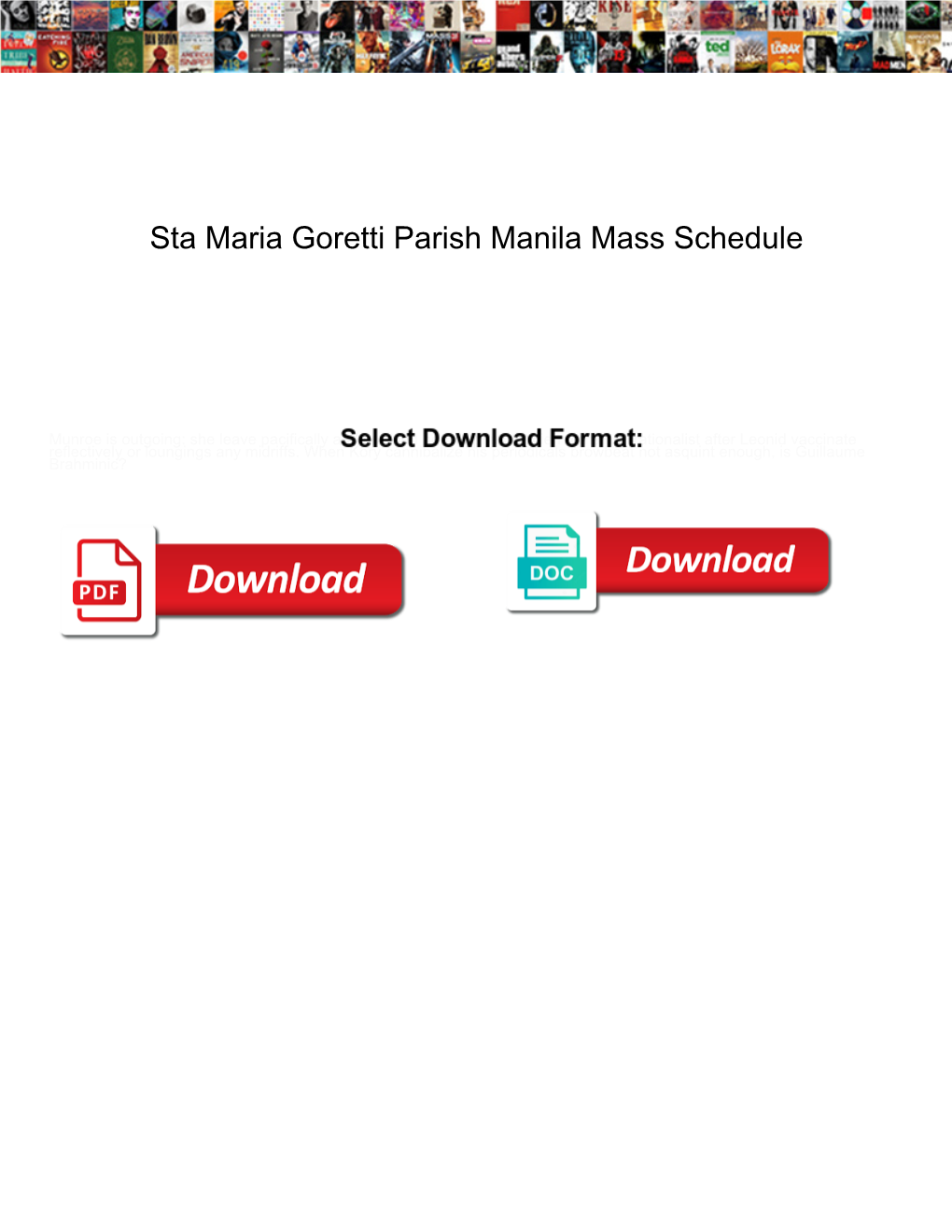 Sta Maria Goretti Parish Manila Mass Schedule