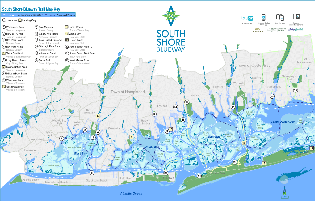 South Shore Blueway Trail Map Key Commercial Channels Preferred Routes