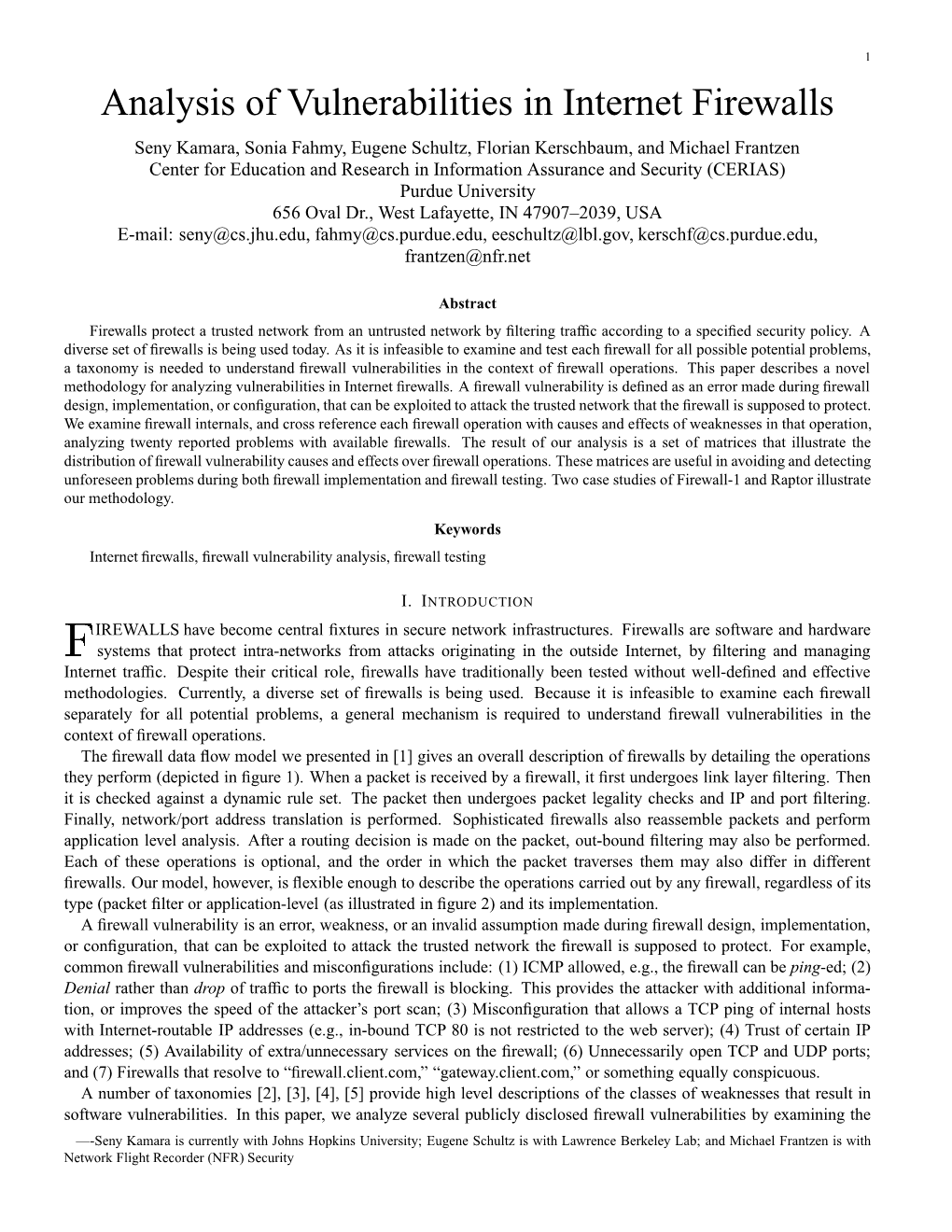 Analysis of Vulnerabilities in Internet Firewalls