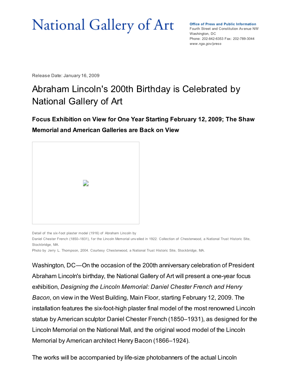 Abraham Lincoln's 200Th Birthday Is Celebrated by National Gallery of Art