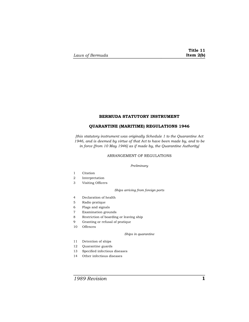 Quarantine (Maritime) Regulations 1946