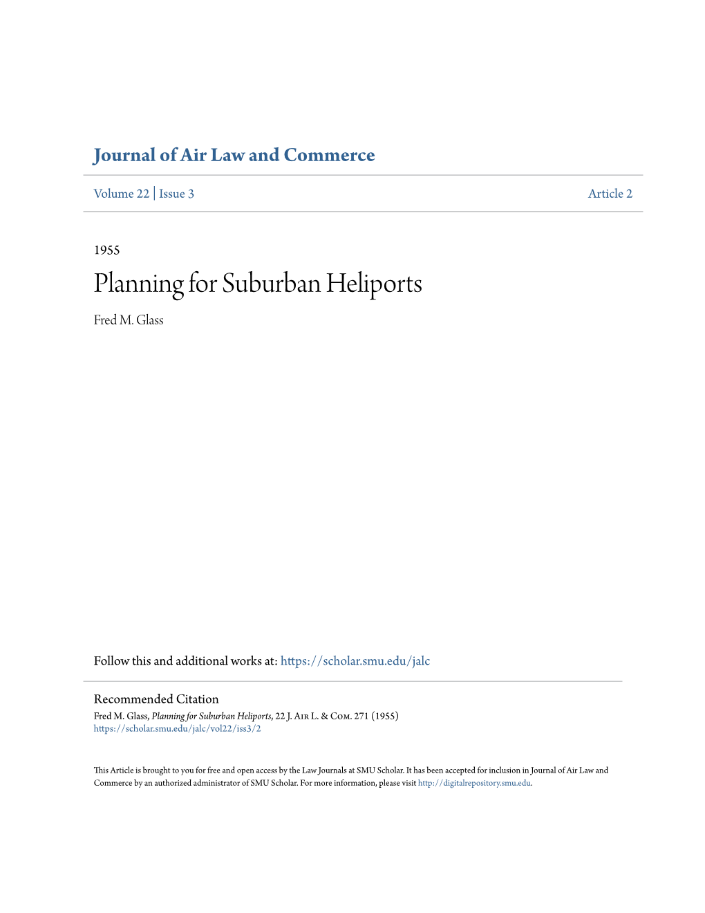 Planning for Suburban Heliports Fred M