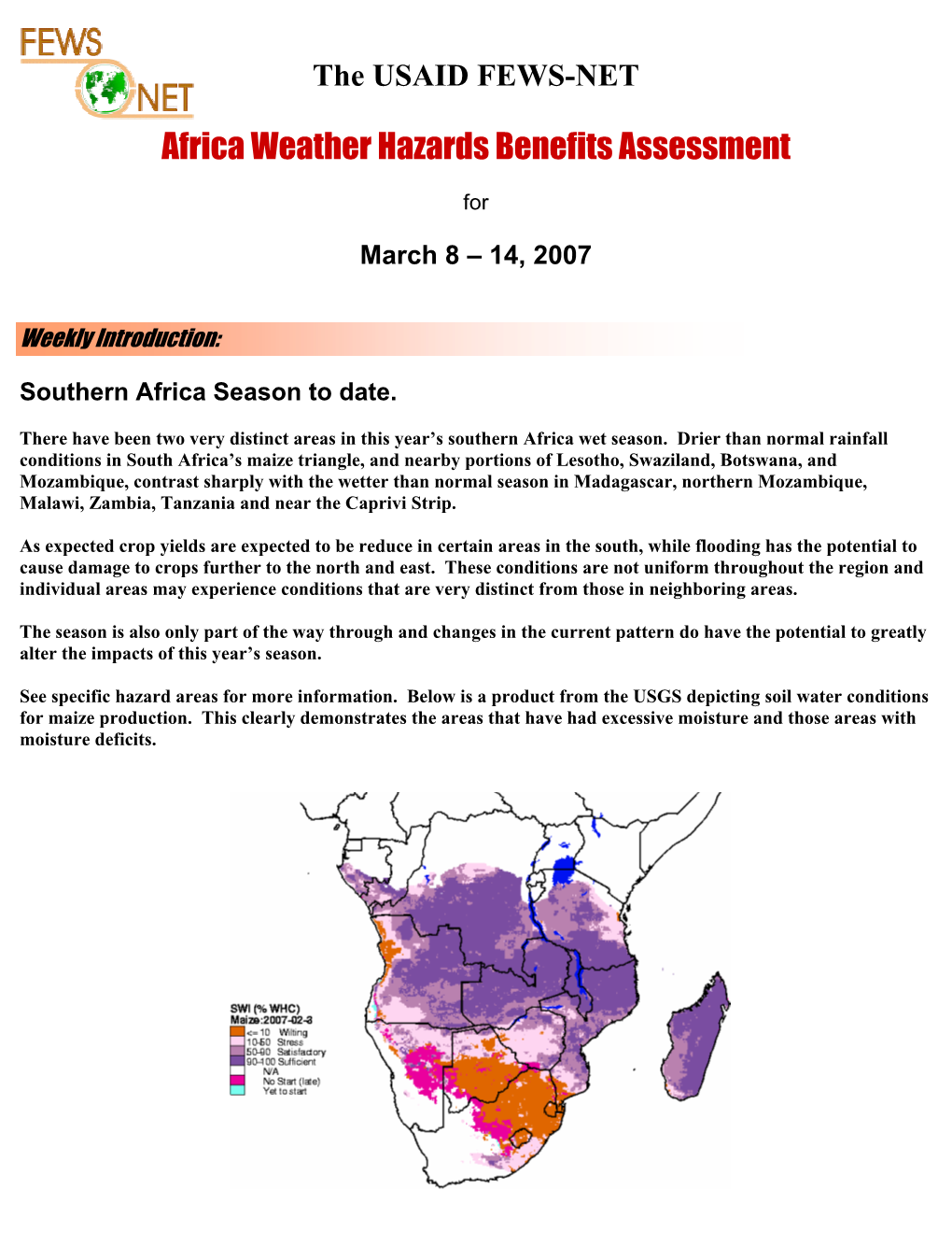 Africa Weather Hazards Benefits Assessment