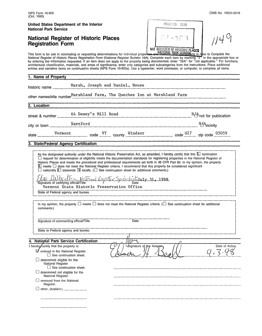 National Register of Historic Places Continuation Sheet