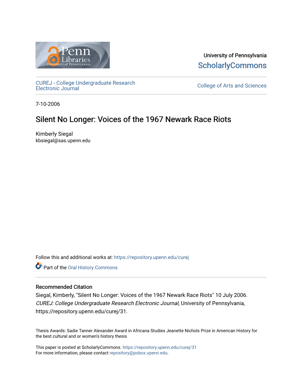 Voices of the 1967 Newark Race Riots