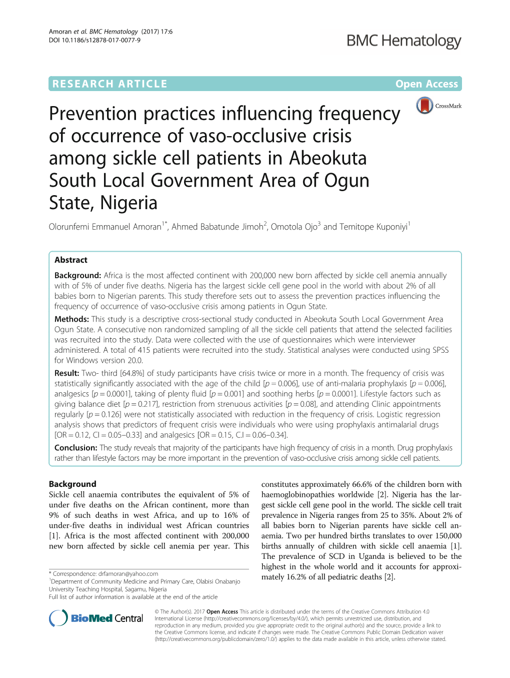 Prevention Practices Influencing Frequency of Occurrence of Vaso