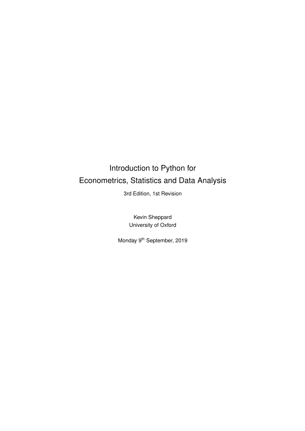 Introduction to Python for Econometrics, Statistics and Data Analysis
