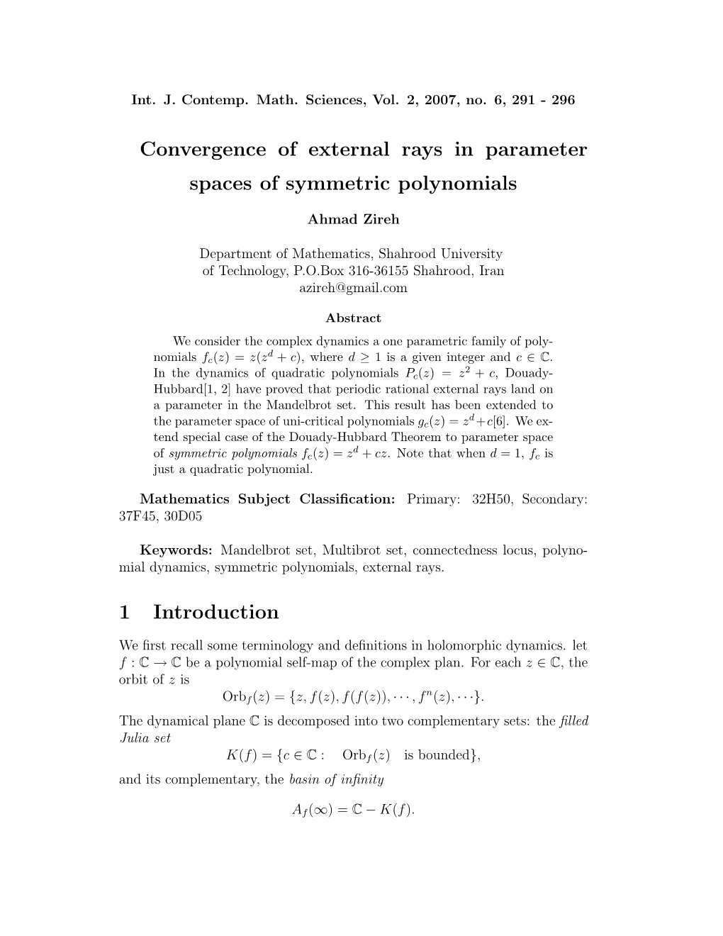 Convergence of External Rays in Parameter Spaces of Symmetric Polynomials