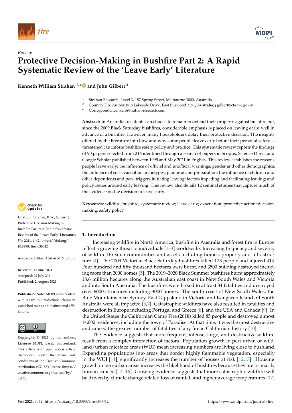 Protective Decision-Making in Bushfire Part 2: a Rapid Systematic