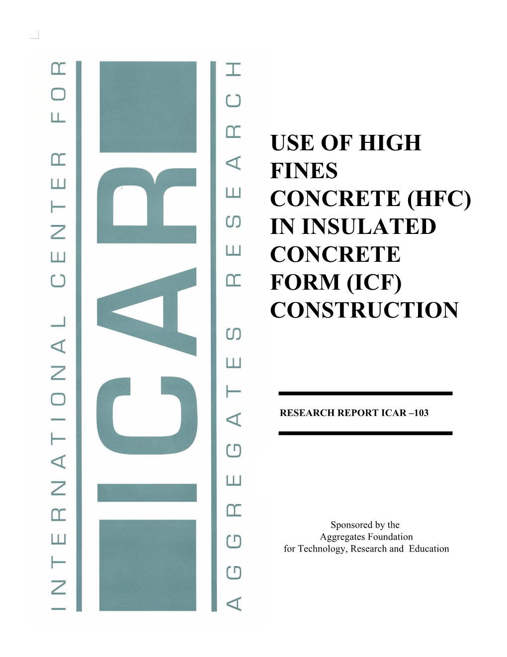 (Hfc) in Insulated Concrete Form (Icf) Construction