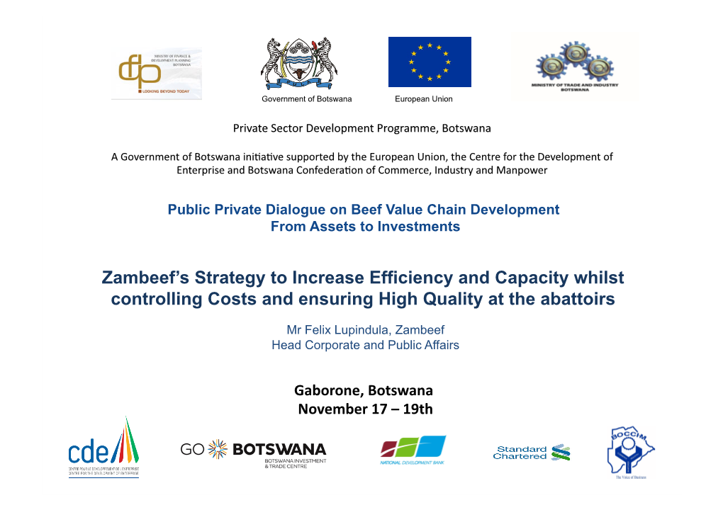 Zambeef's Strategy to Increase Efficiency and Capacity Whilst