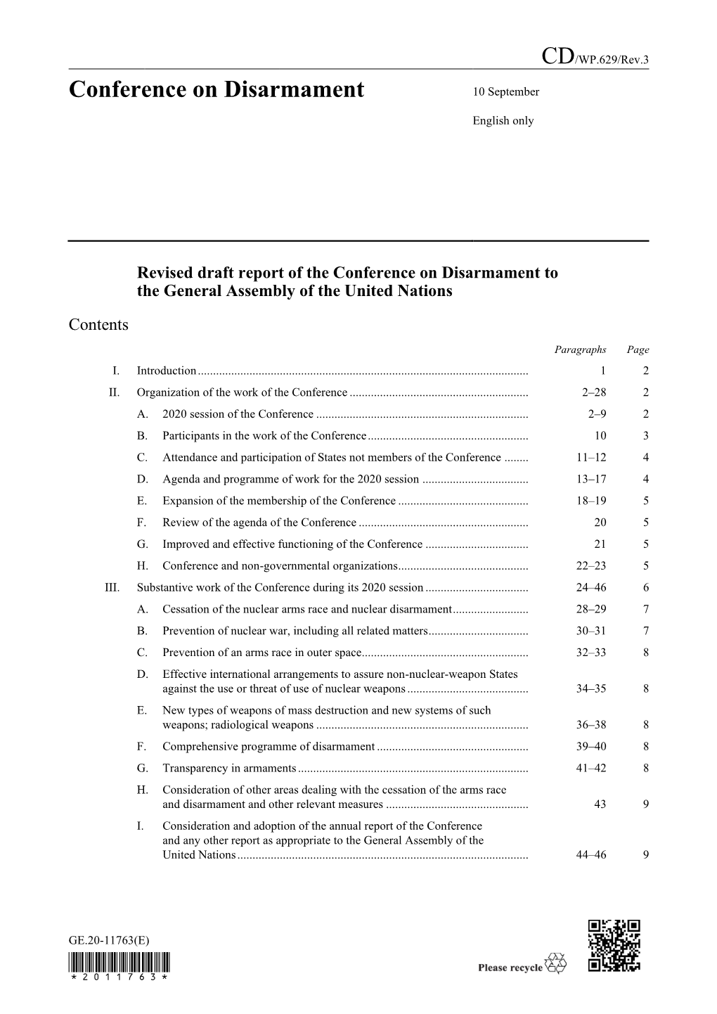 Conference on Disarmament 10 September