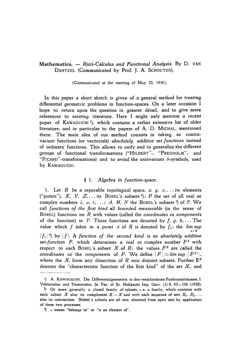 Ricci-Calculus and Functional Analysis