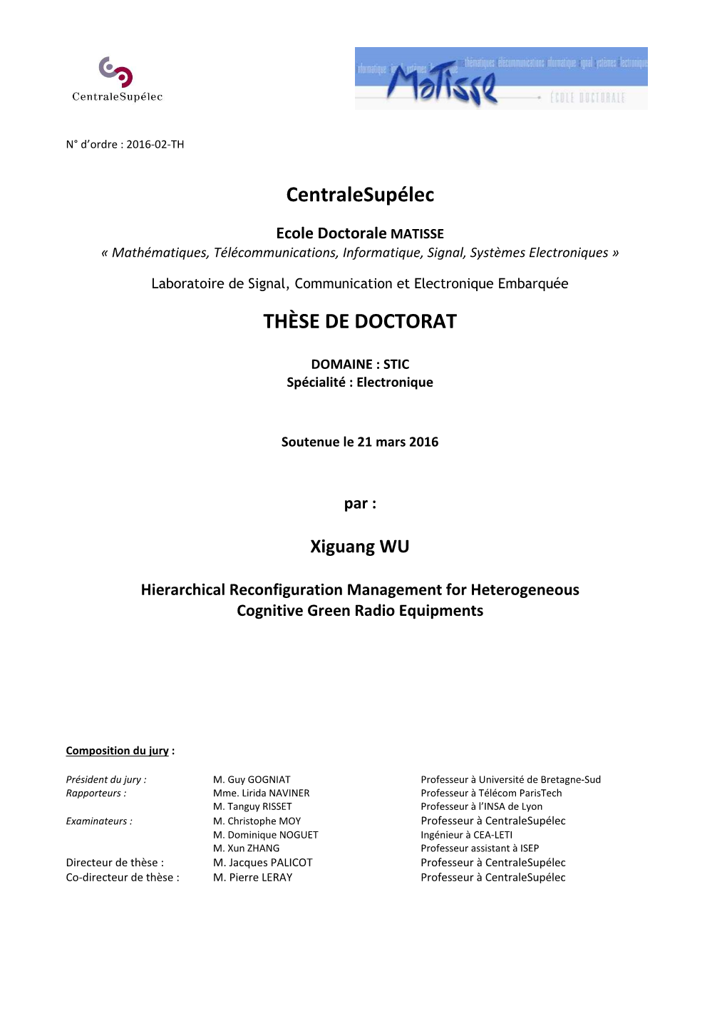 Centralesupélec THÈSE DE DOCTORAT