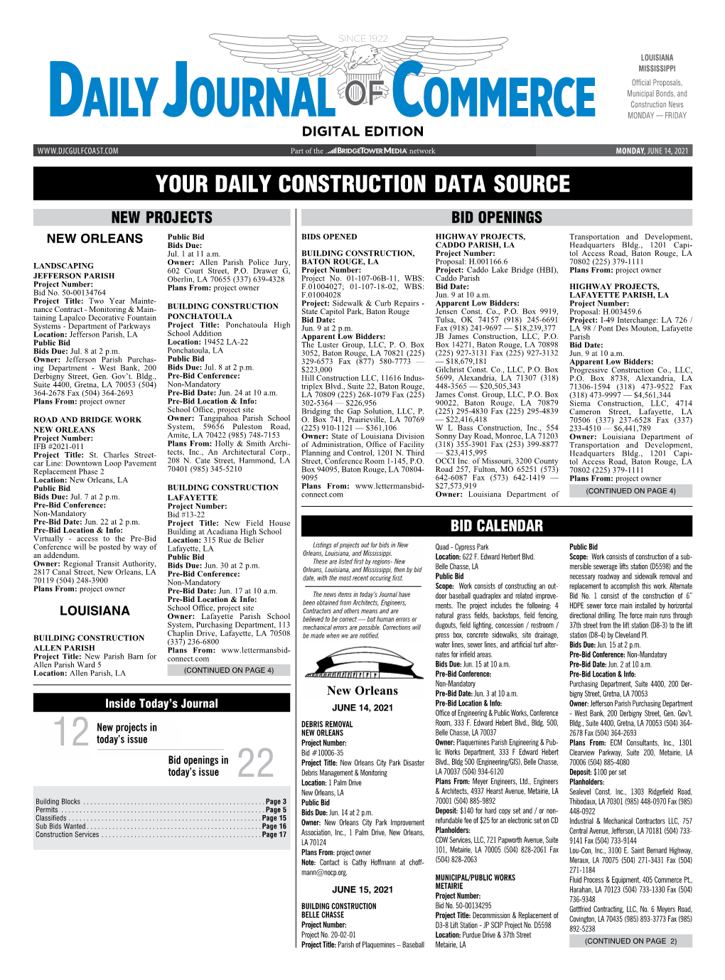 Your Daily Construction Data Source