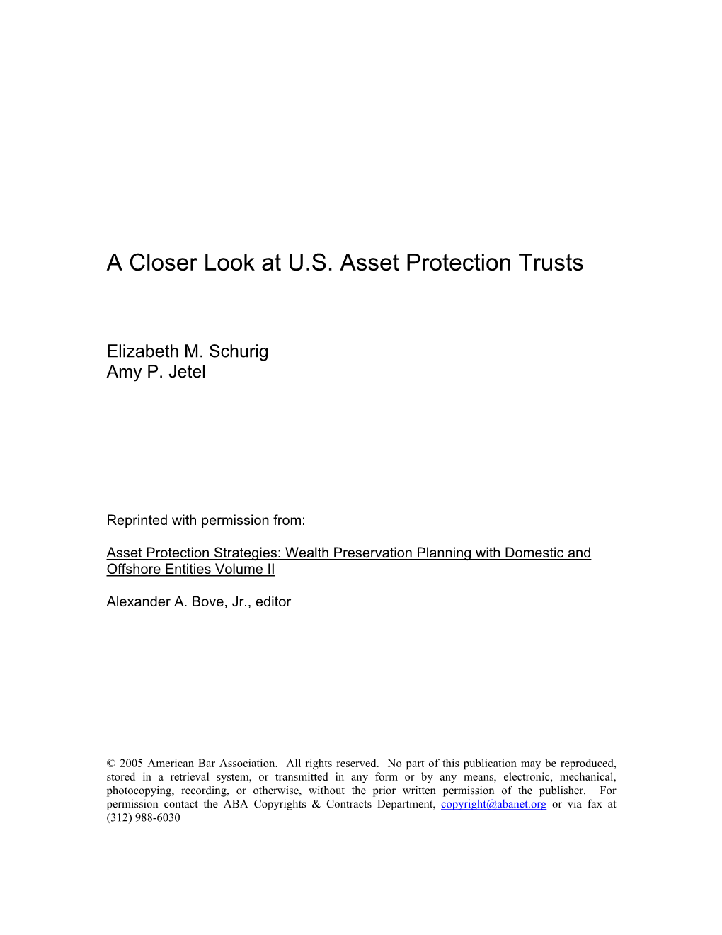 A Closer Look at U.S. Asset Protection Trusts
