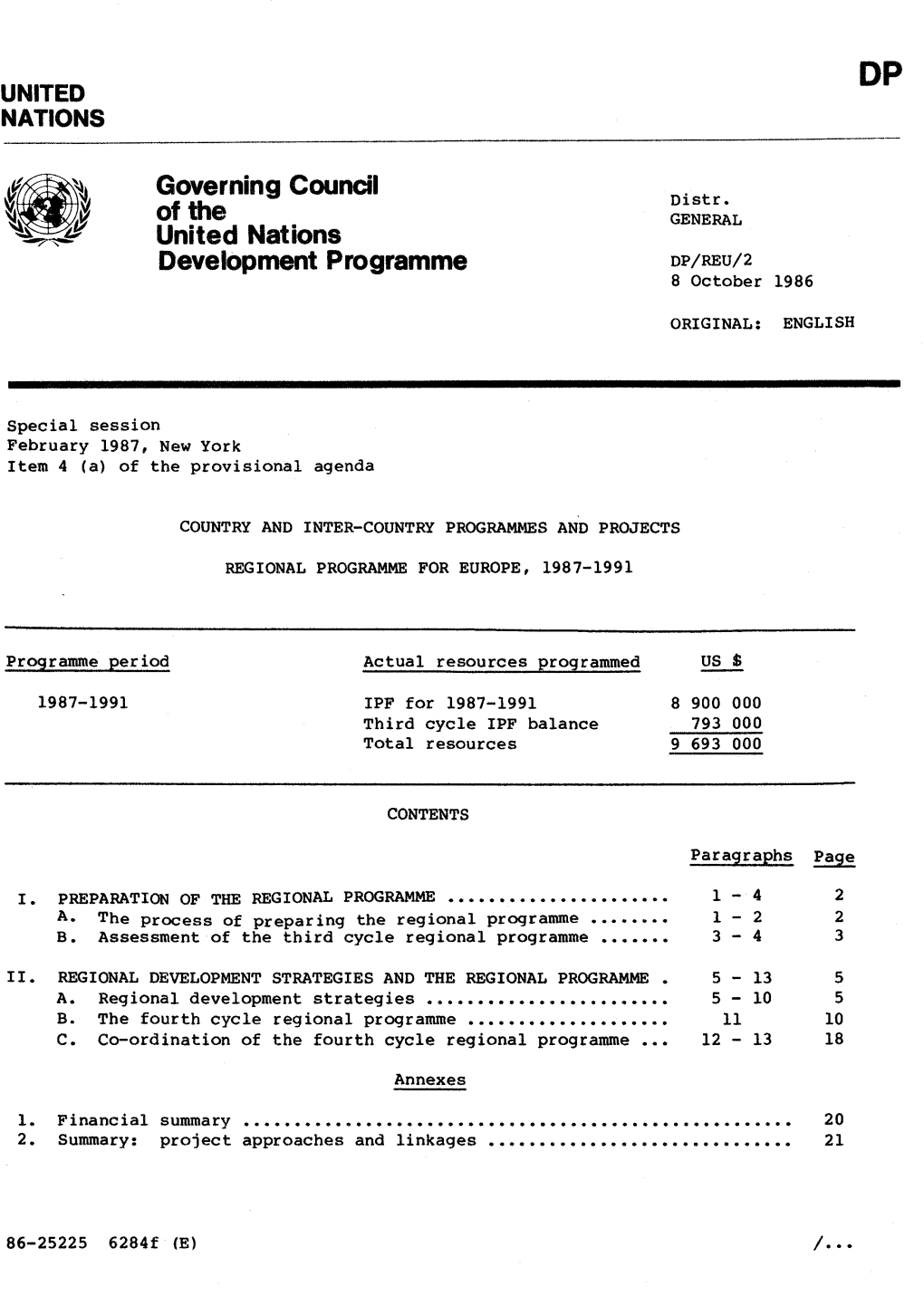 DP/REU/2 8 October 1986