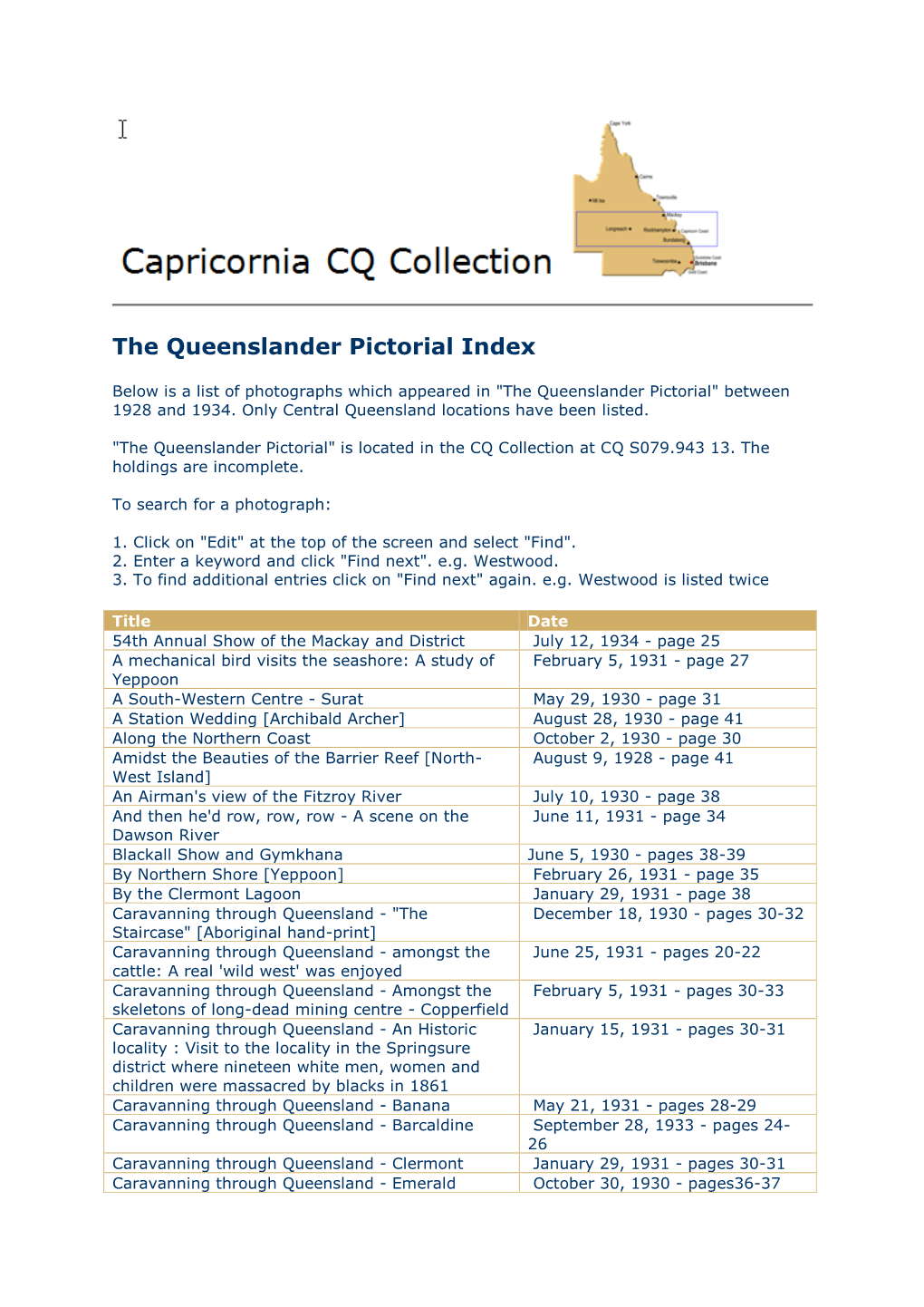 The Queenslander Pictorial Index