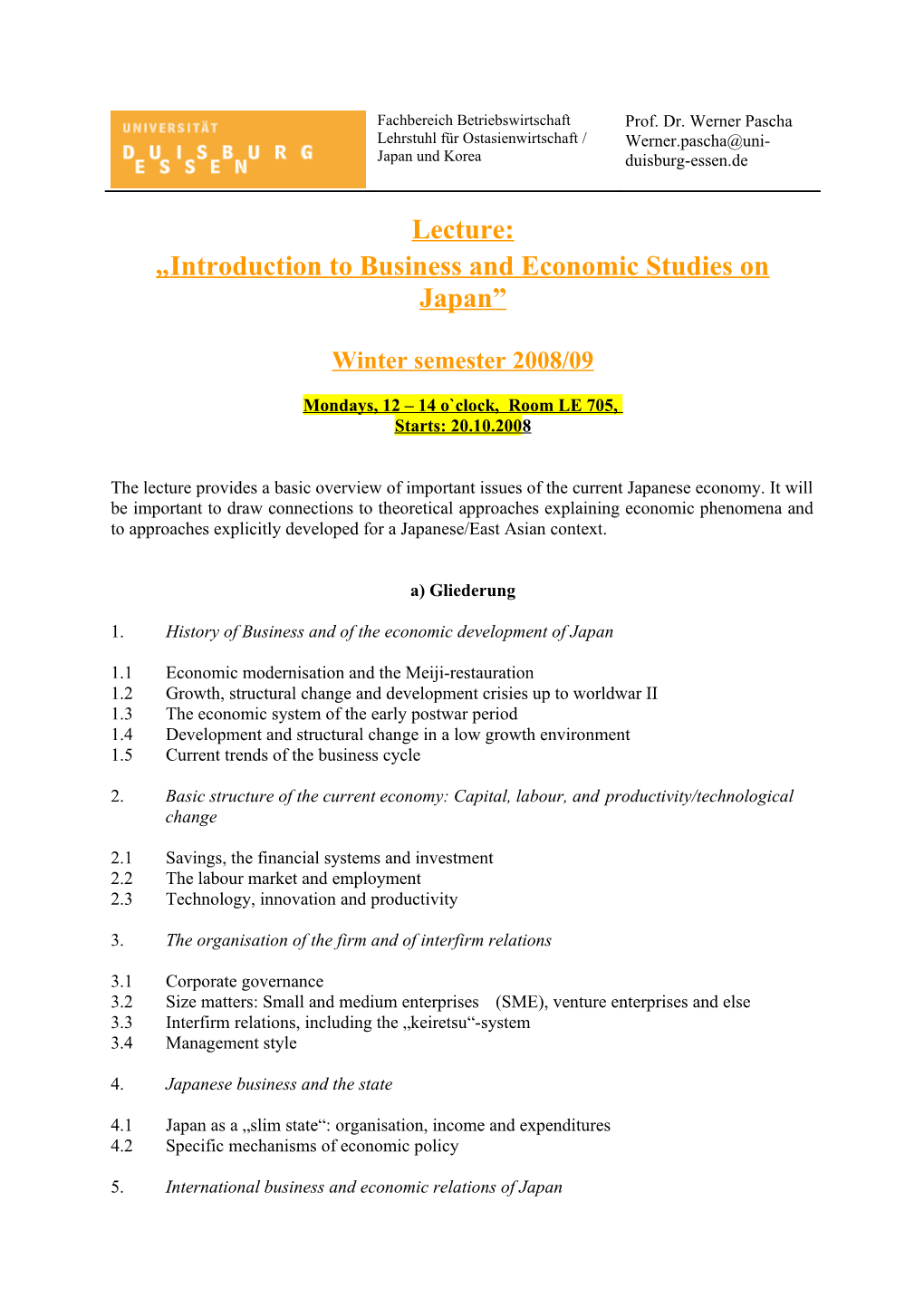 Introduction to Business and Economic Studies on Japan