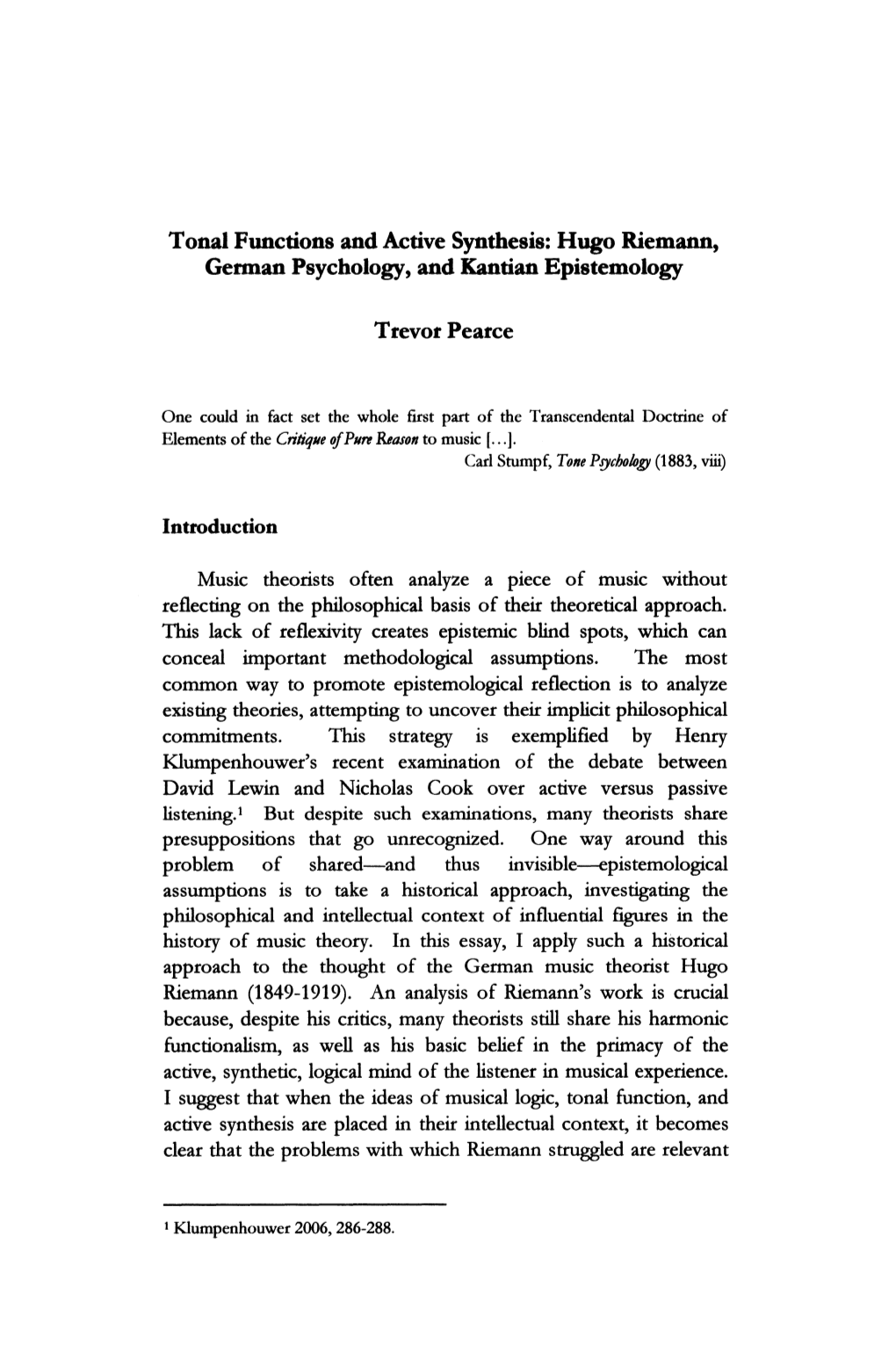 Hugo Riemann, German Psychology, and Kantian Epistemology