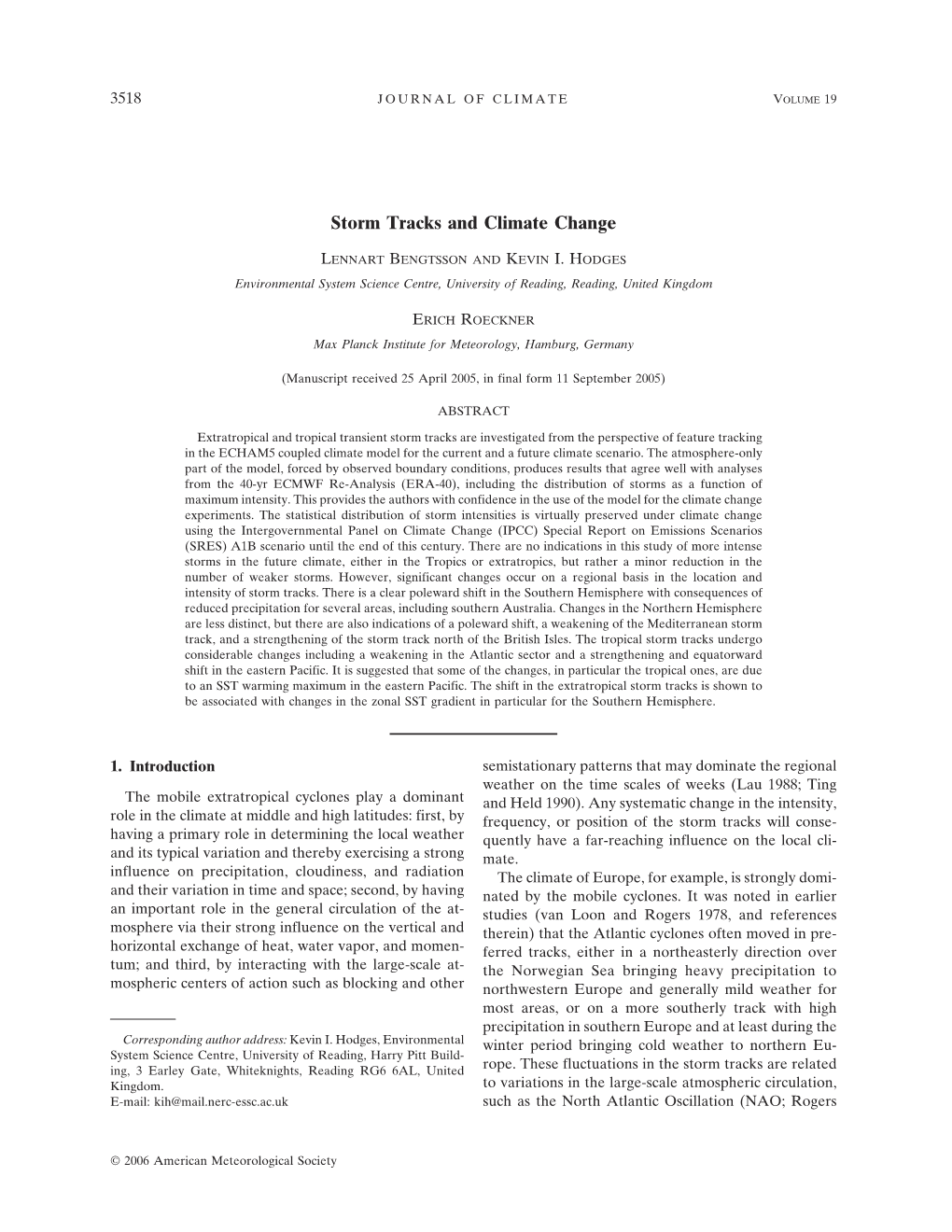 Storm Tracks and Climate Change