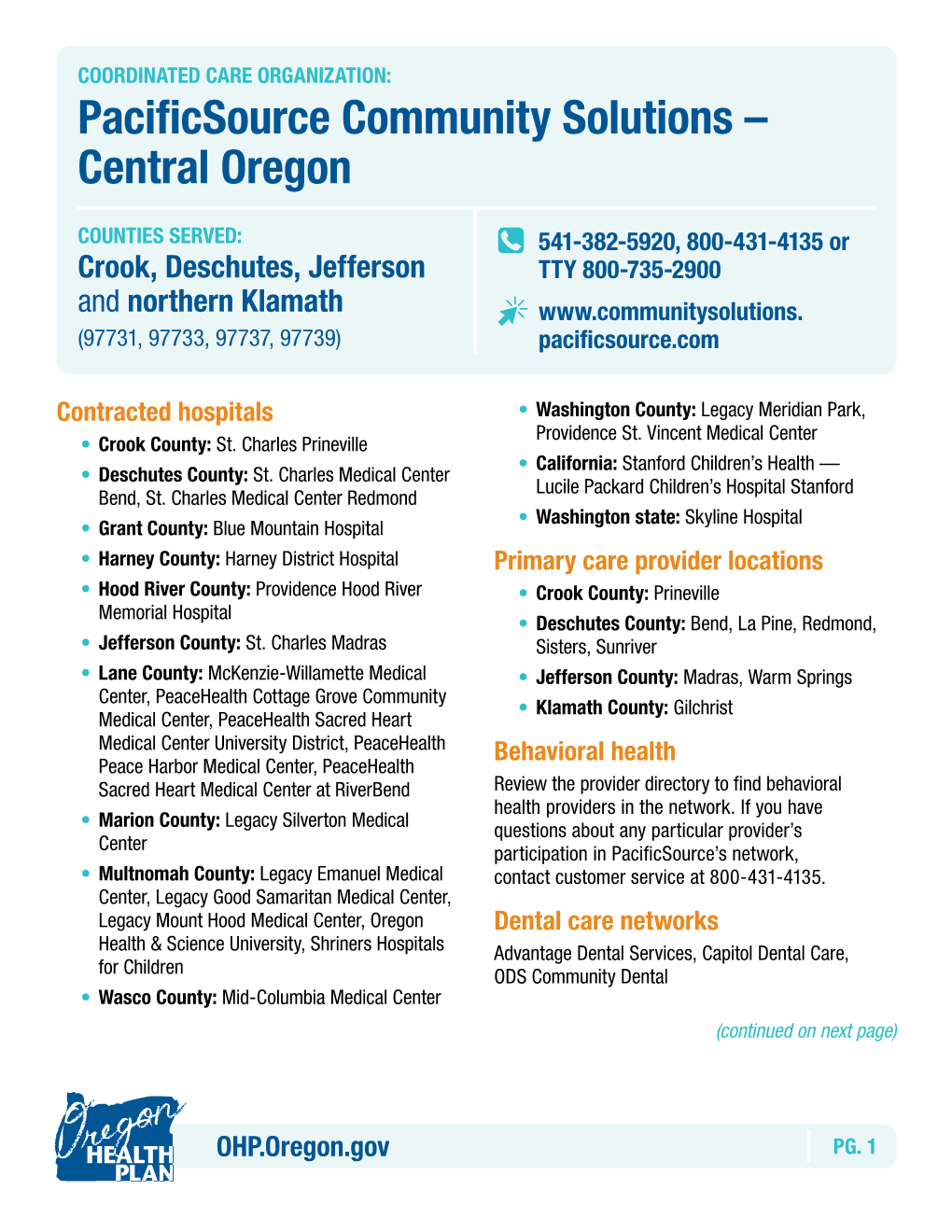 Pacificsource Community Solutions – Central Oregon