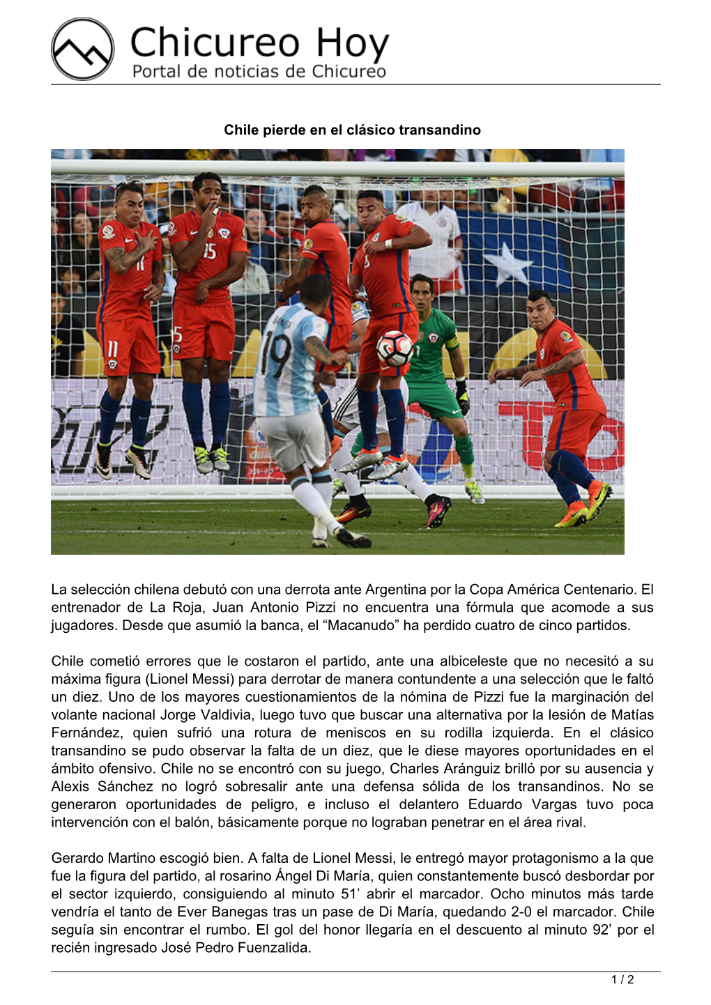 Chile Pierde En El Clásico Transandino La Selección