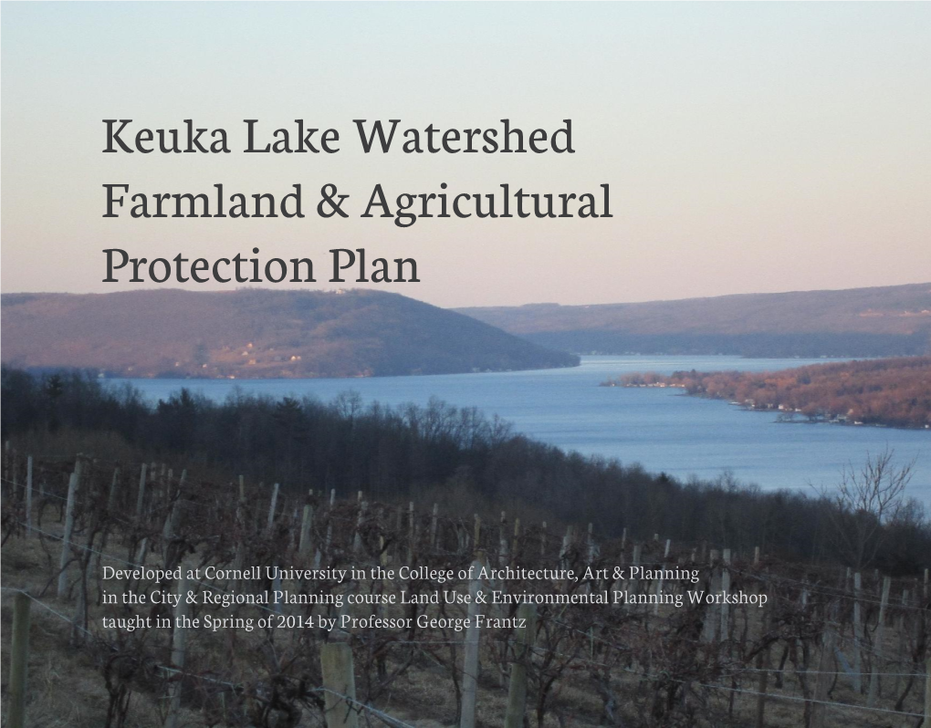 Keuka Lake Watershed Farmland & Agricultural Protection Plan