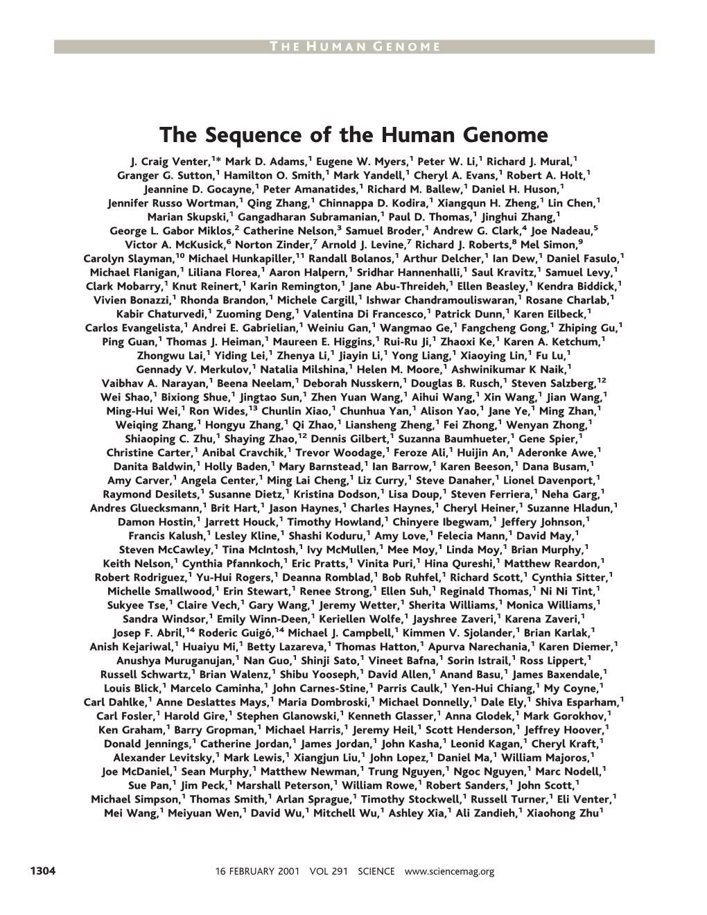 The Sequence of the Human Genome J
