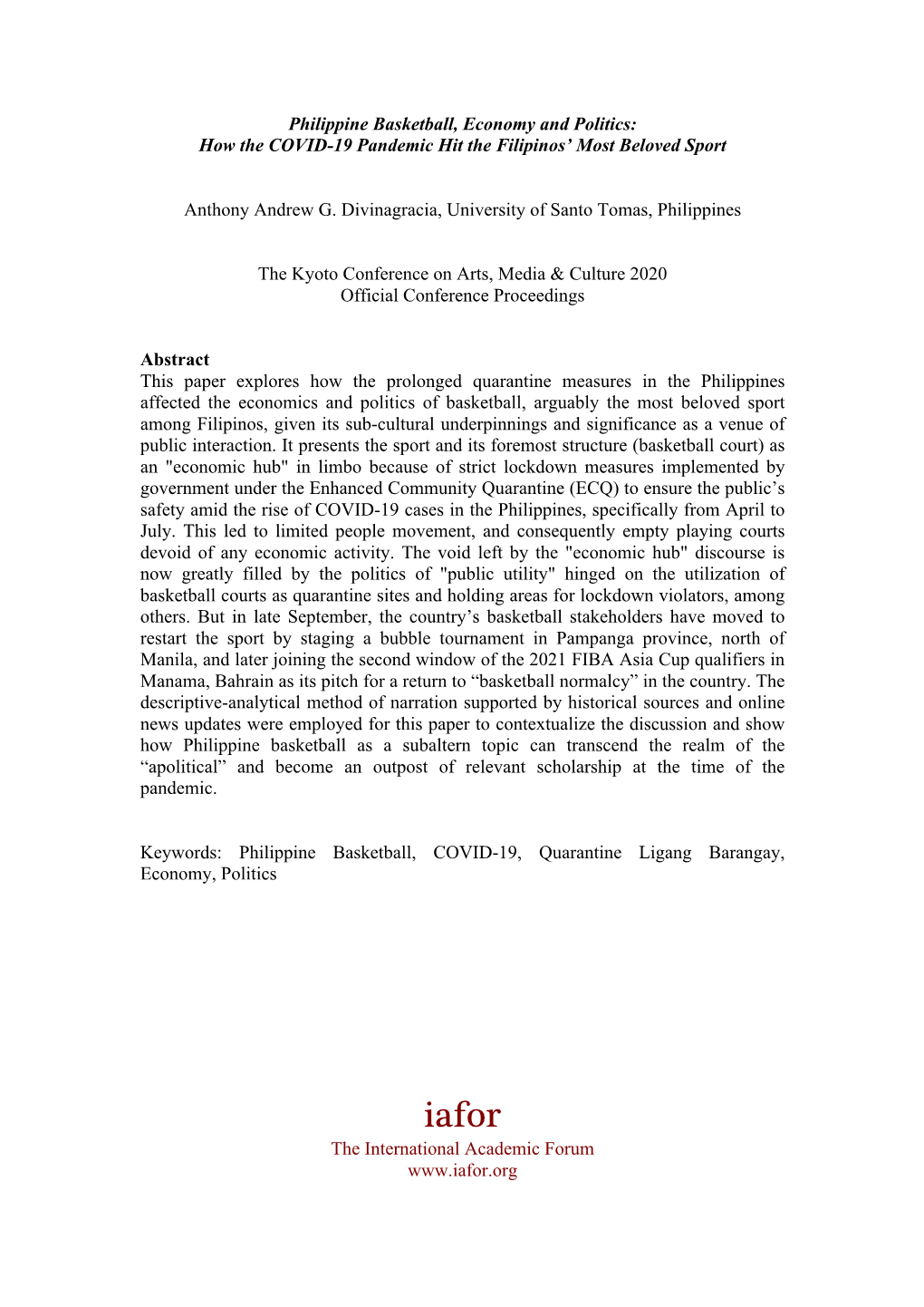 Philippine Basketball, Economy and Politics: How the COVID-19 Pandemic Hit the Filipinos’ Most Beloved Sport