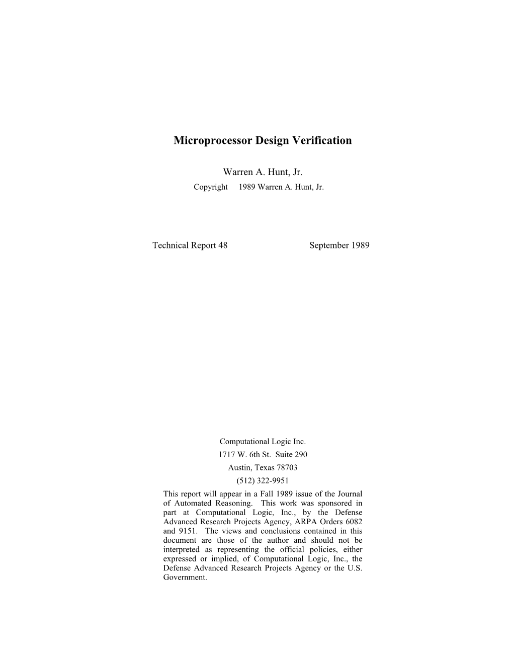 Microprocessor Design Verification