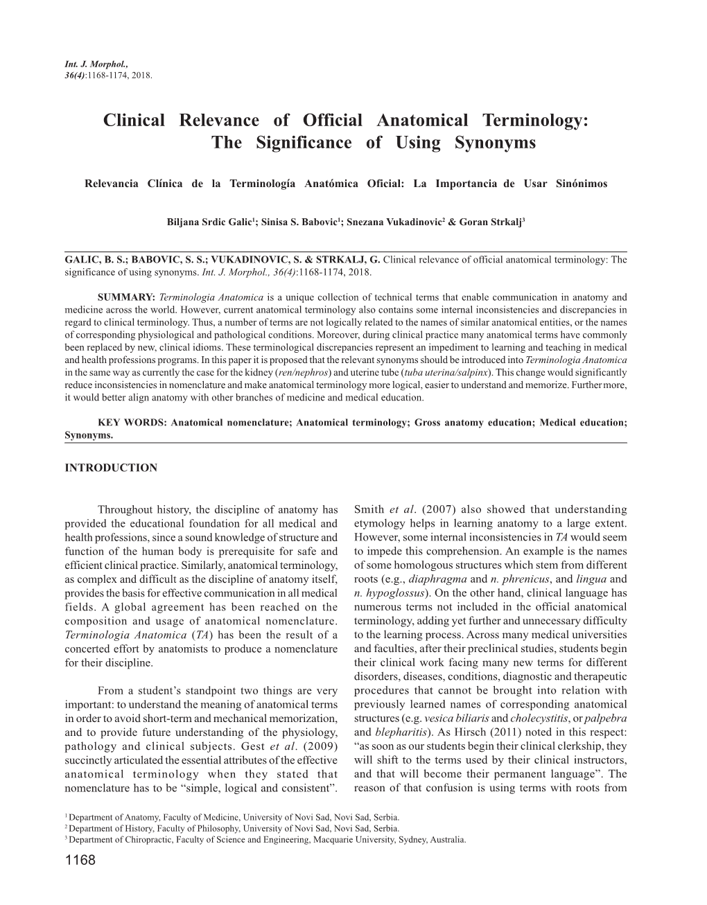 Clinical Relevance of Official Anatomical Terminology: the Significance of Using Synonyms