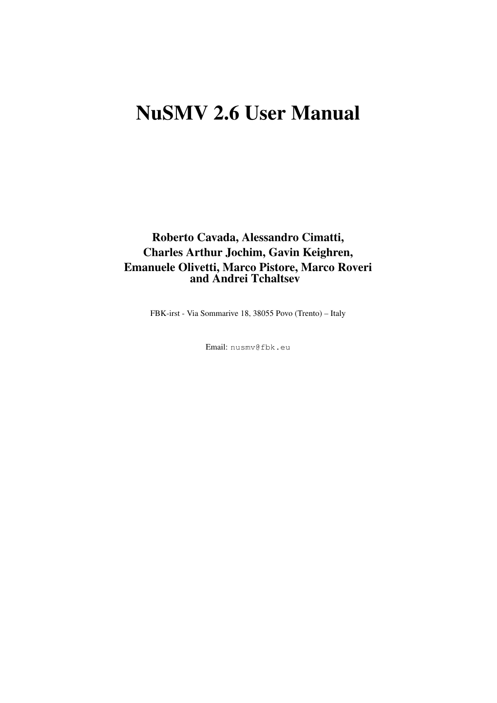 Nusmv 2.6 User Manual