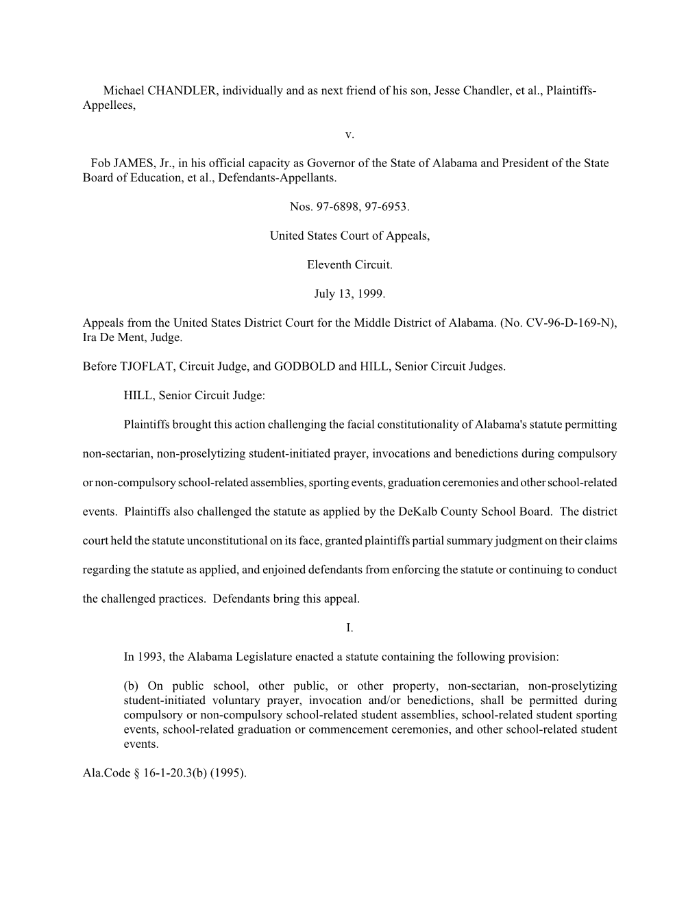 Michael CHANDLER, Individually and As Next Friend of His Son, Jesse Chandler, Et Al., Plaintiffs- Appellees