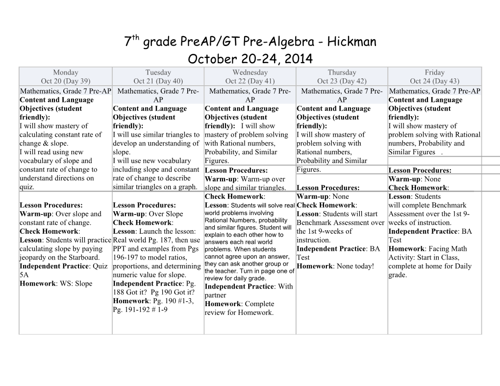 8Th Grade Pre-Algebra Lesson Plan