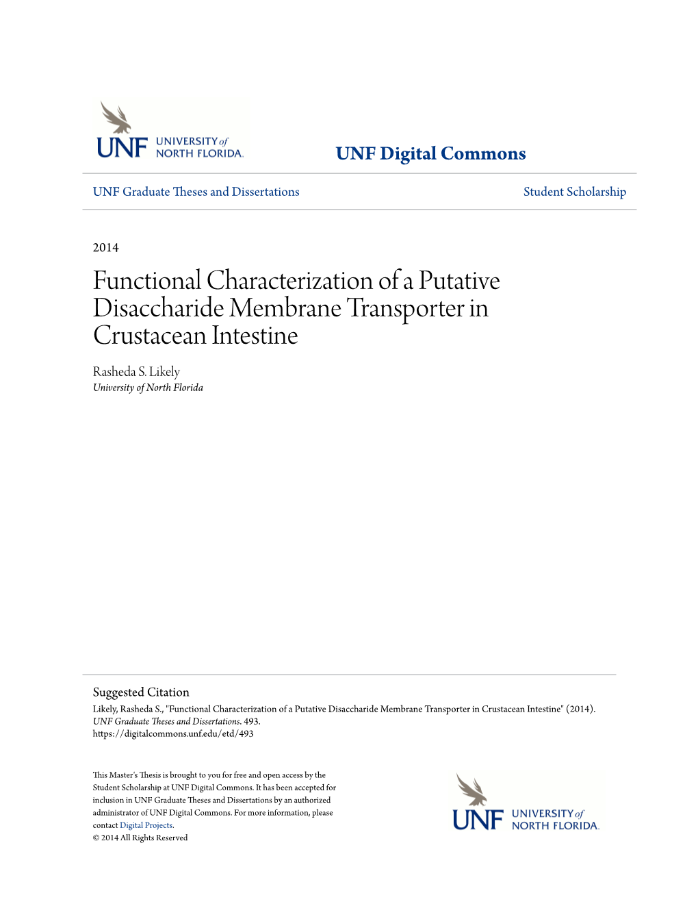 Functional Characterization of a Putative Disaccharide Membrane Transporter in Crustacean Intestine Rasheda S