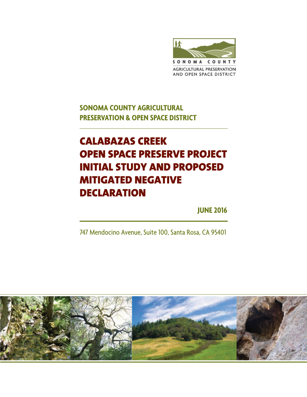 Calabazas Creek Open Space Preserve Project Initial Study and Proposed Mitigated Negative Declaration June 2016