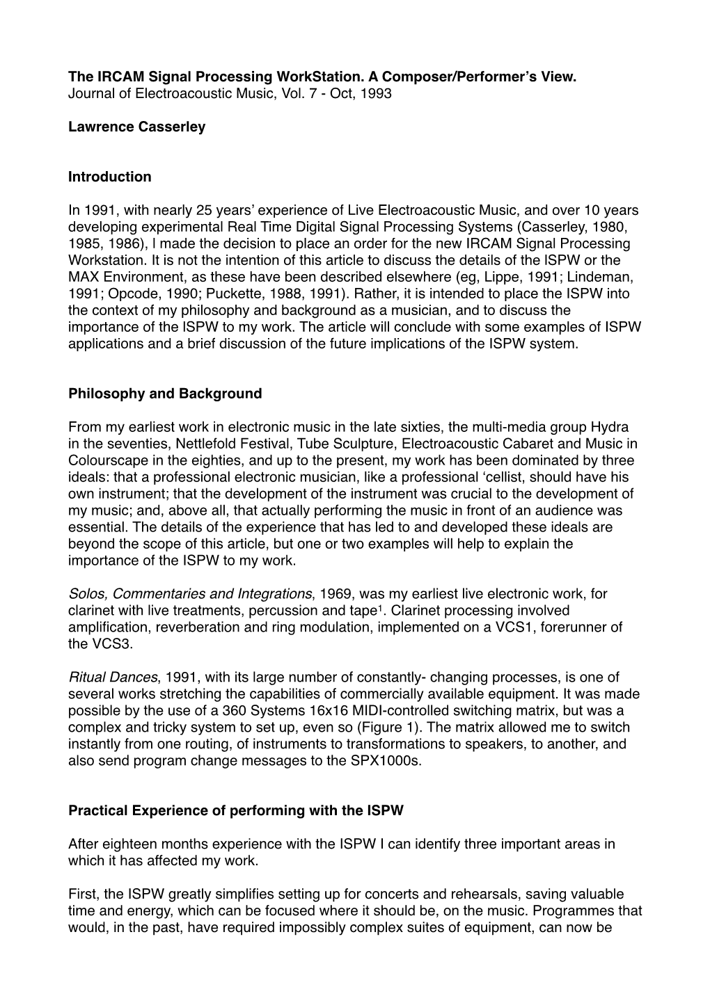 The IRCAM Signal Processing Workstation