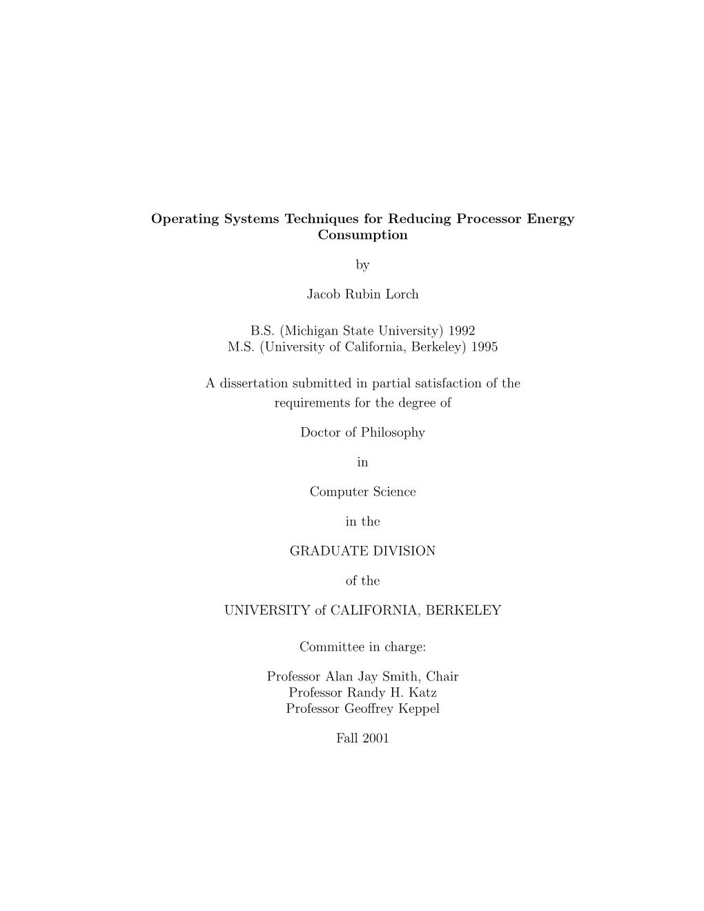 Operating Systems Techniques for Reducing Processor Energy Consumption