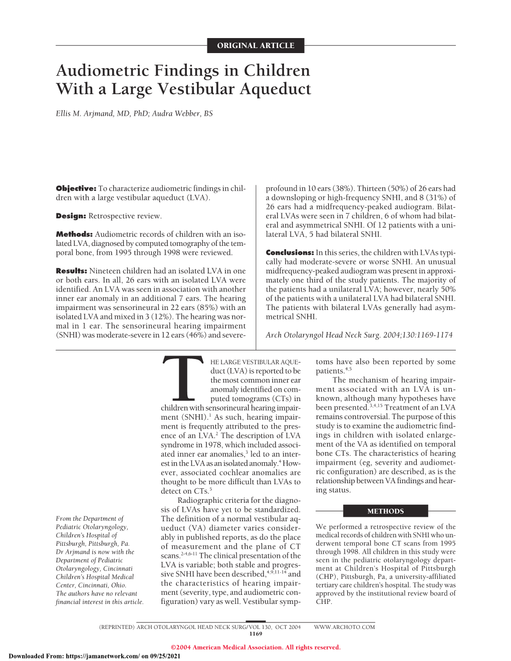 Audiometric Findings in Children with a Large Vestibular Aqueduct