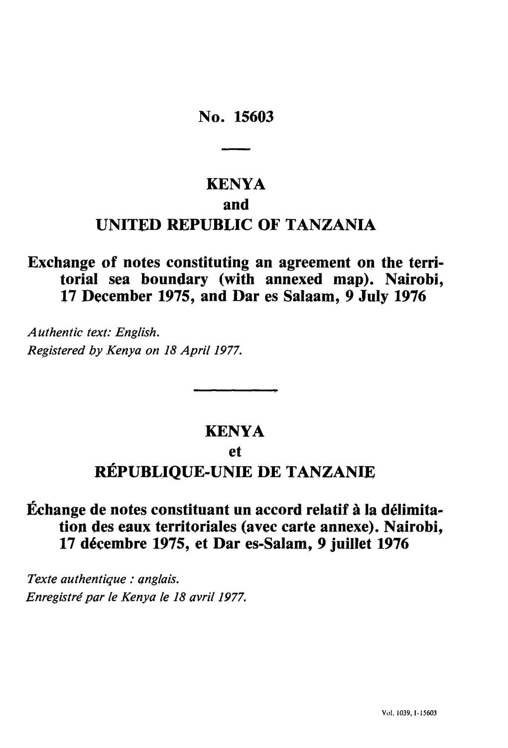 Exchange of Notes Constituting an Agreement on the Terri Torial Sea Boundary (With Annexed Map)