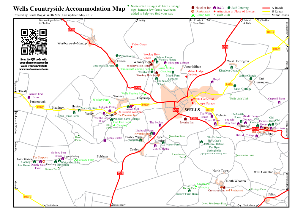 Wells Countryside Accommodation Map Jun17