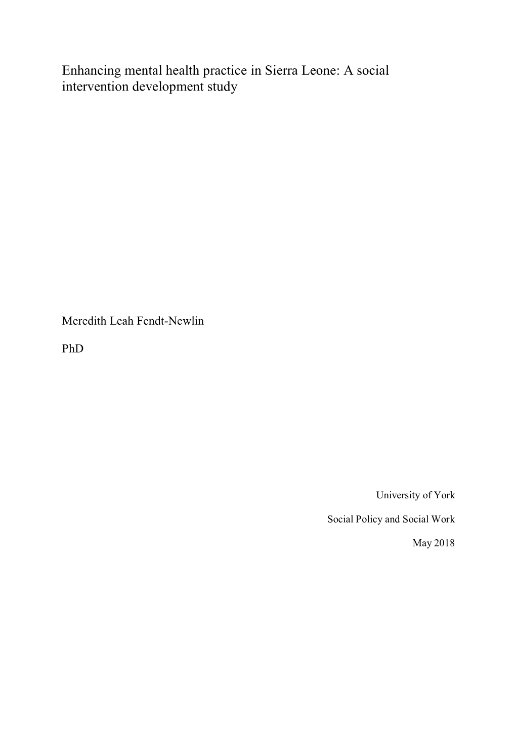 Enhancing Mental Health Practice in Sierra Leone: a Social Intervention Development Study