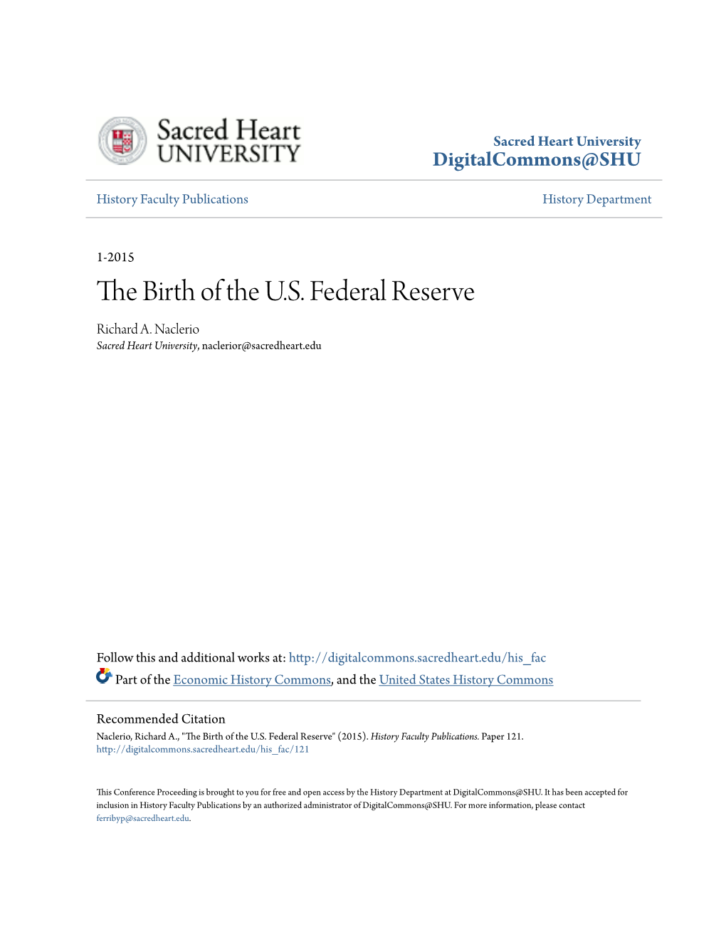 The Birth of the U.S. Federal Reserve