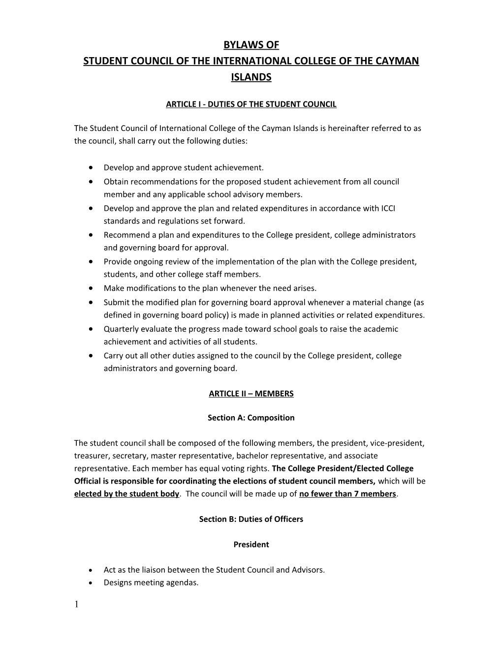 School Site Council Bylaws Template