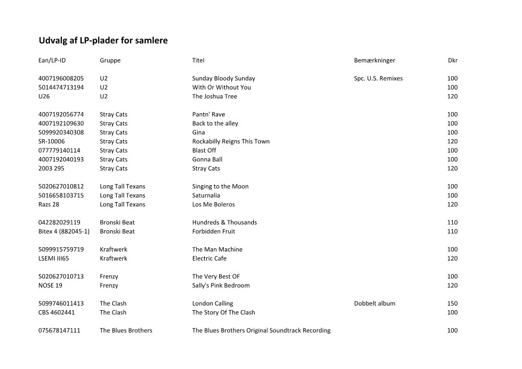 Udvalg Af LP-Plader for Samlere
