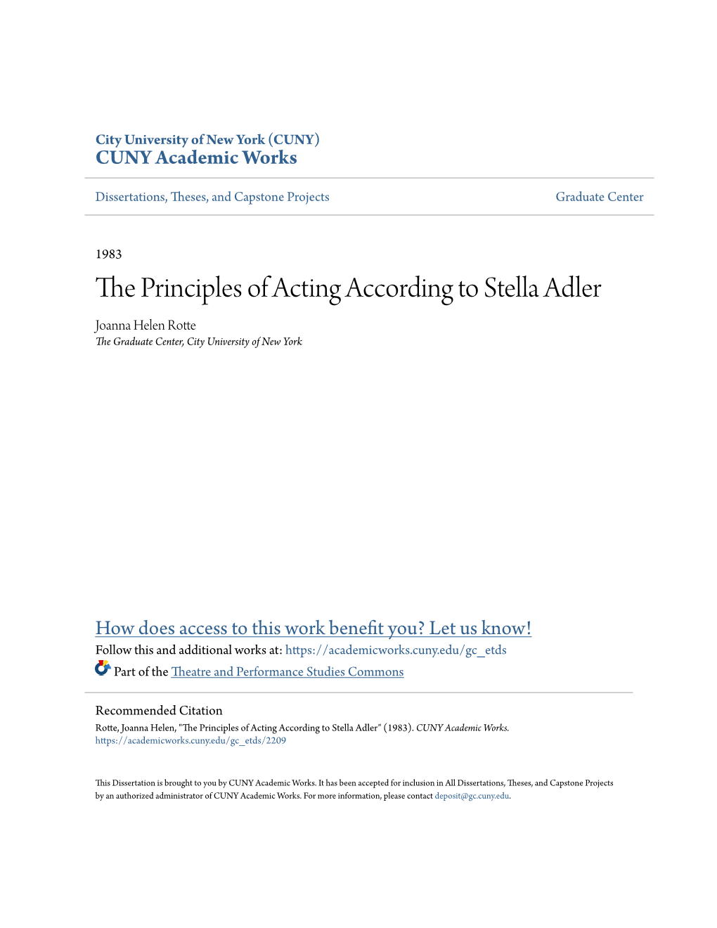 The Principles of Acting According to Stella Adler