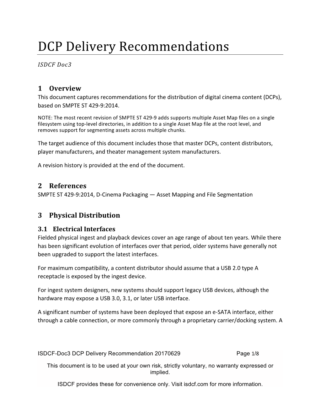 DCP Delivery Recommendations