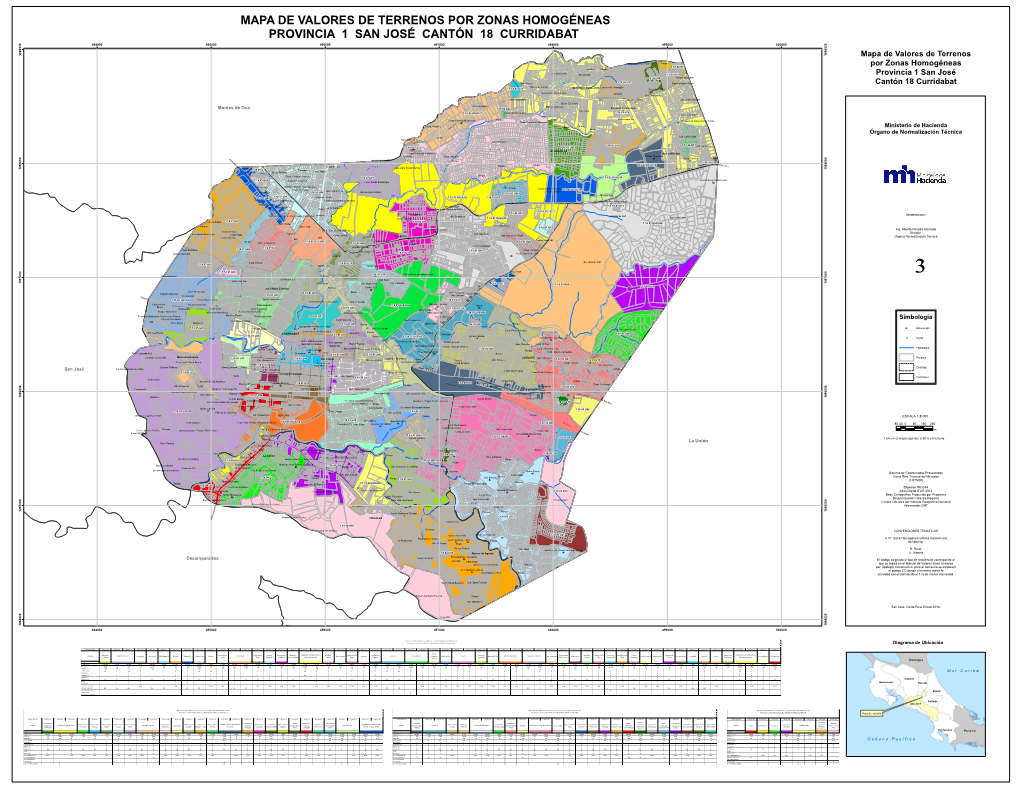 Mapa De Valores De Terrenos Por Zonas Homogéneas Provincia 1 San José Cantón 18 Curridabat 494000 495000 496000 497000 498000 499000 500000